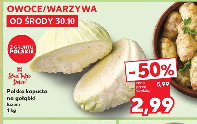 Kapusta na gołąbki polska K-classic stąd takie dobre! promocja w Kaufland