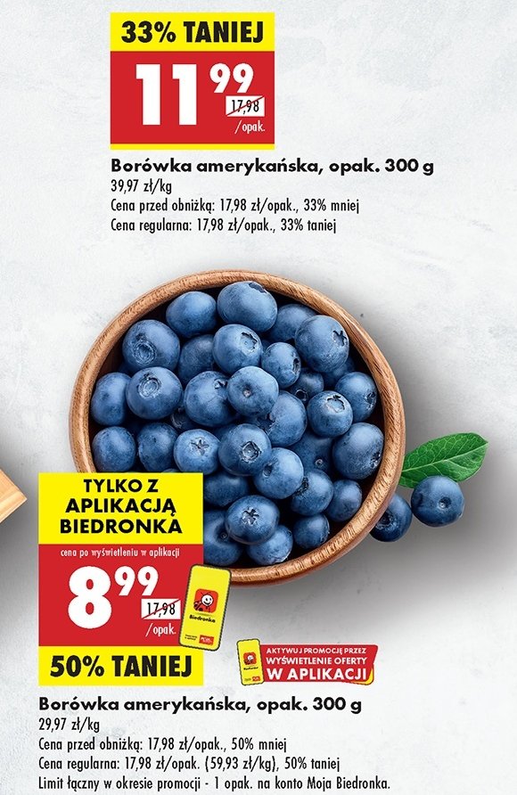 Borówki amerykańskie promocja w Biedronka