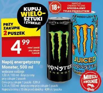 Napój energetyczny Monster, 500 ml promocja w Twój Market