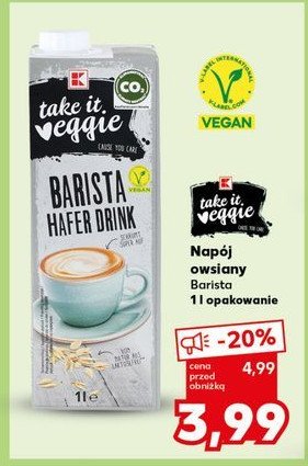 Napój owsiany barista K-classic takie it veggie promocja