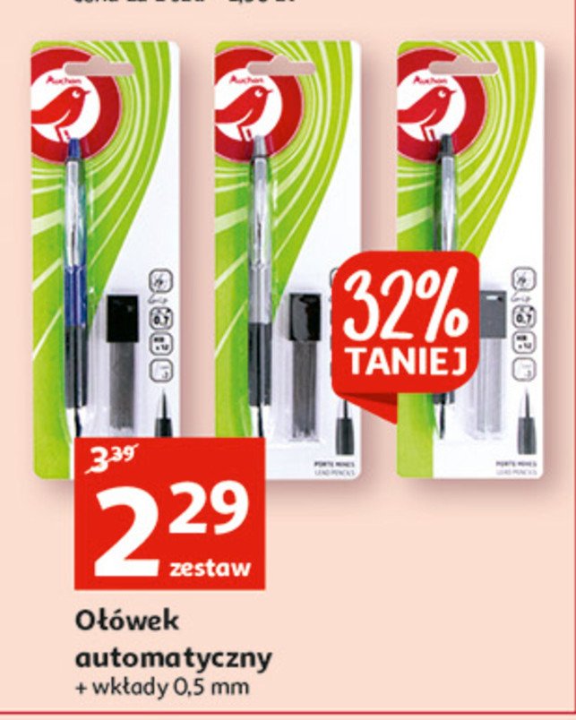 Ołówek automatyczny + grafity Auchan promocja