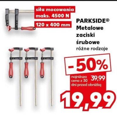 Metalowe zaciski śrubowe PARKSIDE różne rodzaje, 120 x 400 mm, siła mocowania maks. 4500 N promocja w Kaufland