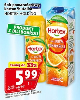 Sok Sok pomarańczowy karton/butelka HORTEX HOLDING promocja w Prim Market
