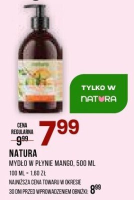 Mydło ZIAJA NATURA w płynie mango, 500 ml promocja w Drogerie Natura