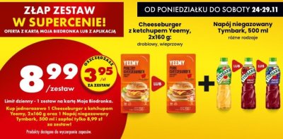 Cheeseburger z ketchupem Yeemy wieprzowy 2x160g promocja w Biedronka