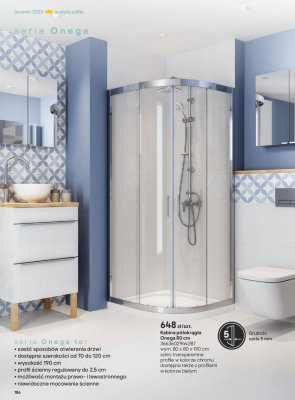 Kabina prysznicowa półokrągła Onega 80 cm promocja w Castorama