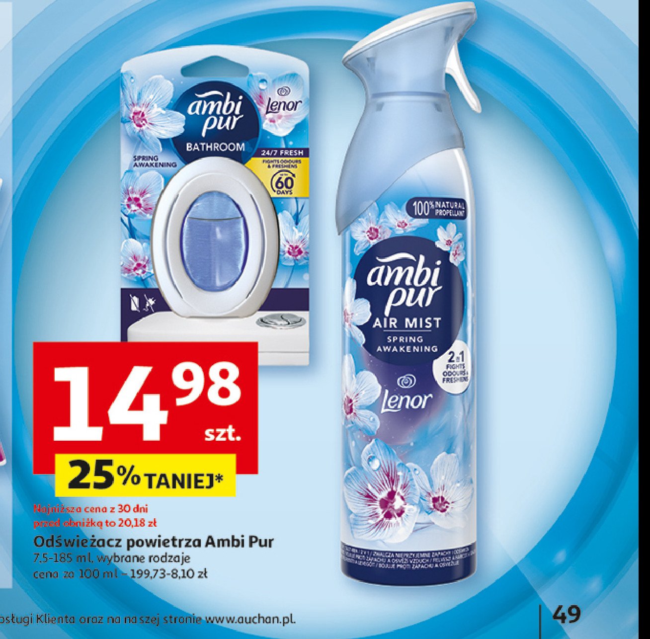 Odświeżacz powietrza lenor spring awakening Ambi pur freshelle promocja w Auchan