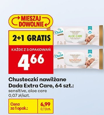 Chusteczki nawilżane Dada Extra Care 64 szt. sensitive, aloe care promocja w Biedronka