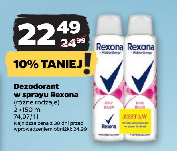 Dezodorant pink blush Rexona motionsense promocja