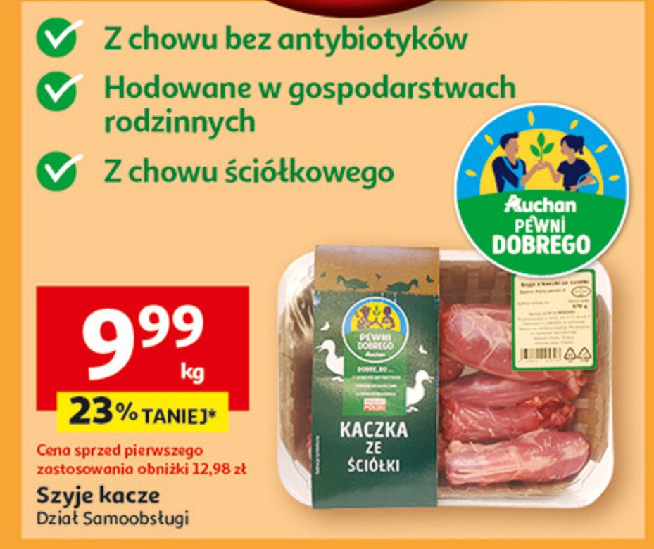 Szyje kacze Auchan pewni dobrego promocja