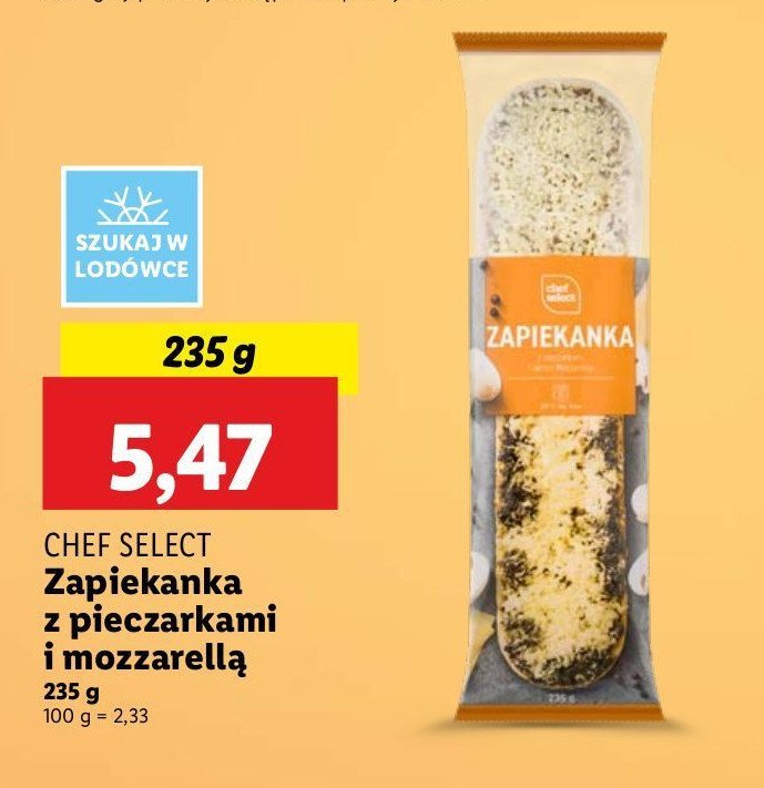 Zapiekanka z pieczarkami i serem mozzarella Chef select promocja