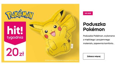 Poduszka Pokémon Pikachu żółta promocja w Pepco