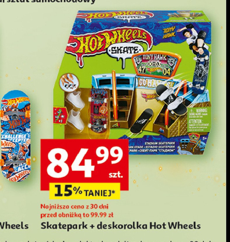 Zestaw skatepark + deskorolka Hot wheels promocja w Auchan