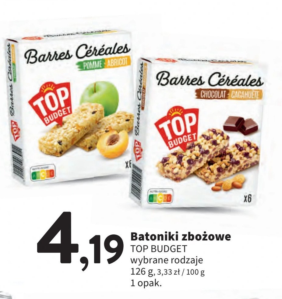 Batoniki jabłkowo-morelowe Top budget promocja w Intermarche