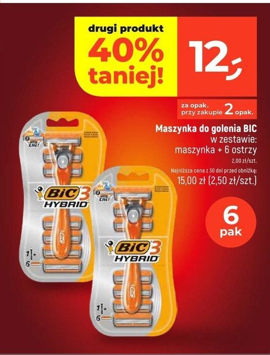 Maszynka do golenia + 6 wkładów Bic 3 hybrid promocja