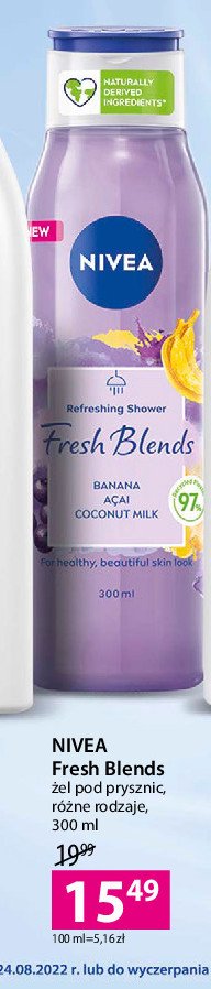Żel pod prysznic banana acai coconut milk Nivea fresh blends promocje