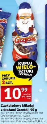 Czekoladowy Mikołaj z drażami Grzeski, 90 g promocja w Twój Market