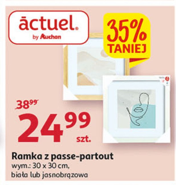 Ramka z passe-partout 30 x 30 cm biała Actuel promocja