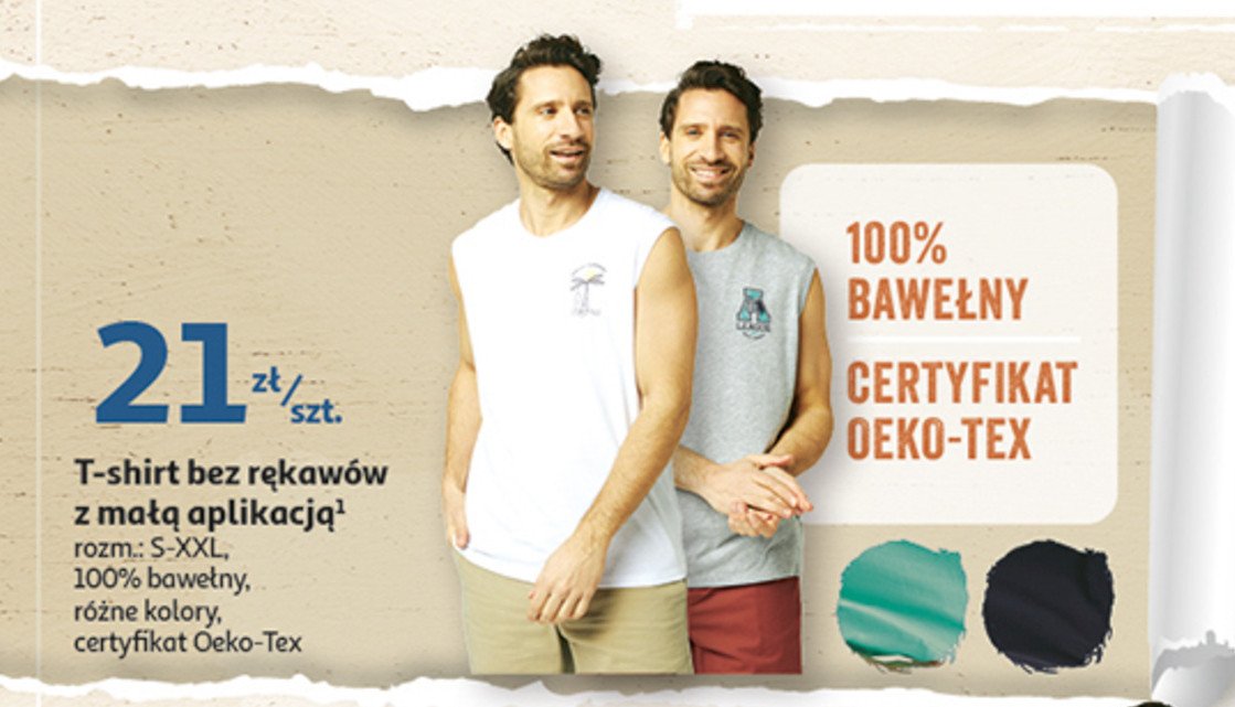 T-shirt męski bez rękawów s-xxl Auchan inextenso promocja