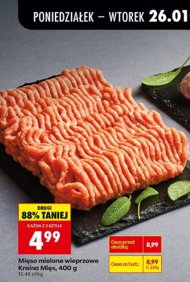 Mięso mielone wieprzowe Kraina Mięs, 400 g promocja w Biedronka