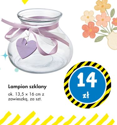 Lampion szklany ok. 13,5 x 16 cm z zawieszką promocja w Tedi