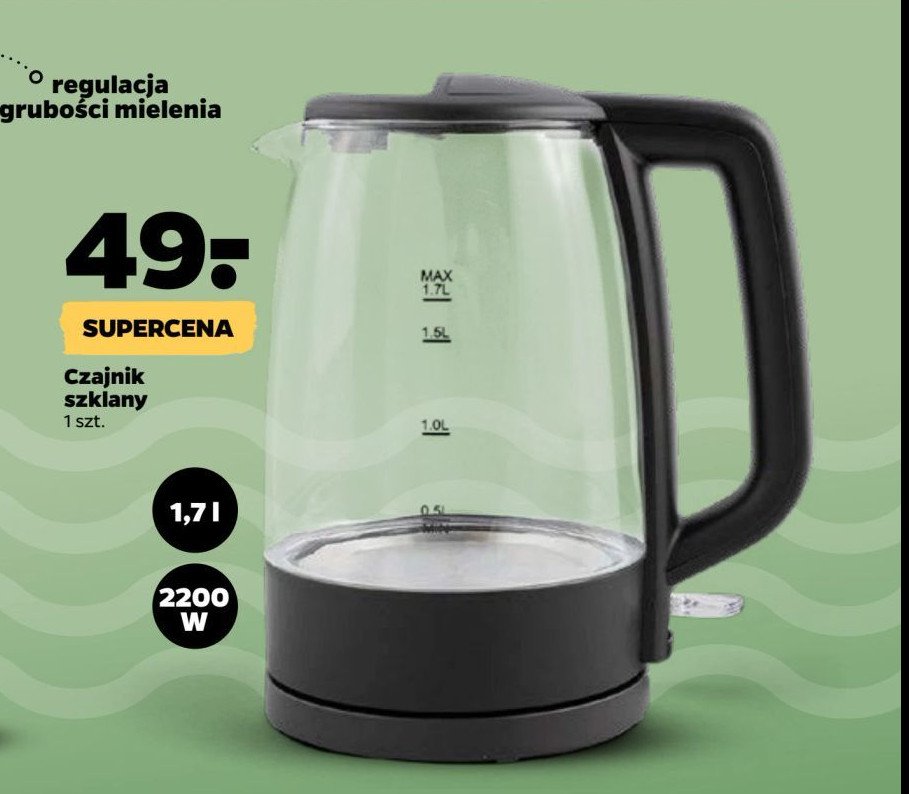 Czajnik szklany poj. 1.7 l promocja w Netto