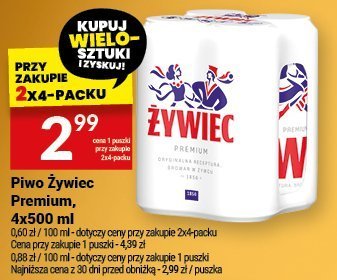 Piwo Żywiec Premium, 4x500 ml promocja w Twój Market