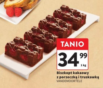 Biszkopt kakaowy z porzeczką i truskawką VANDEMOORTELE promocja w Intermarche