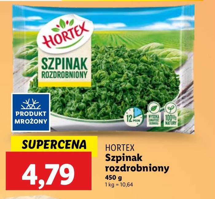 Szpinak rozdrobniony Hortex promocja w Lidl