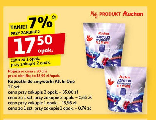 Tabletki do zmywarki Auchan różnorodne (logo czerwone) promocja