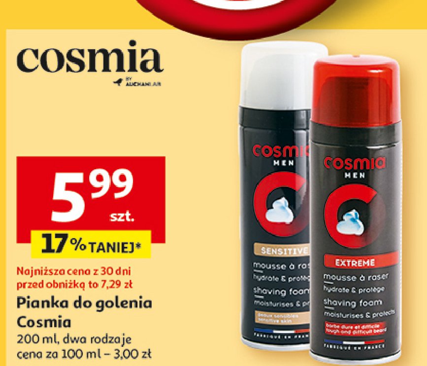 Żel do golenia sensitive Cosmia men promocja