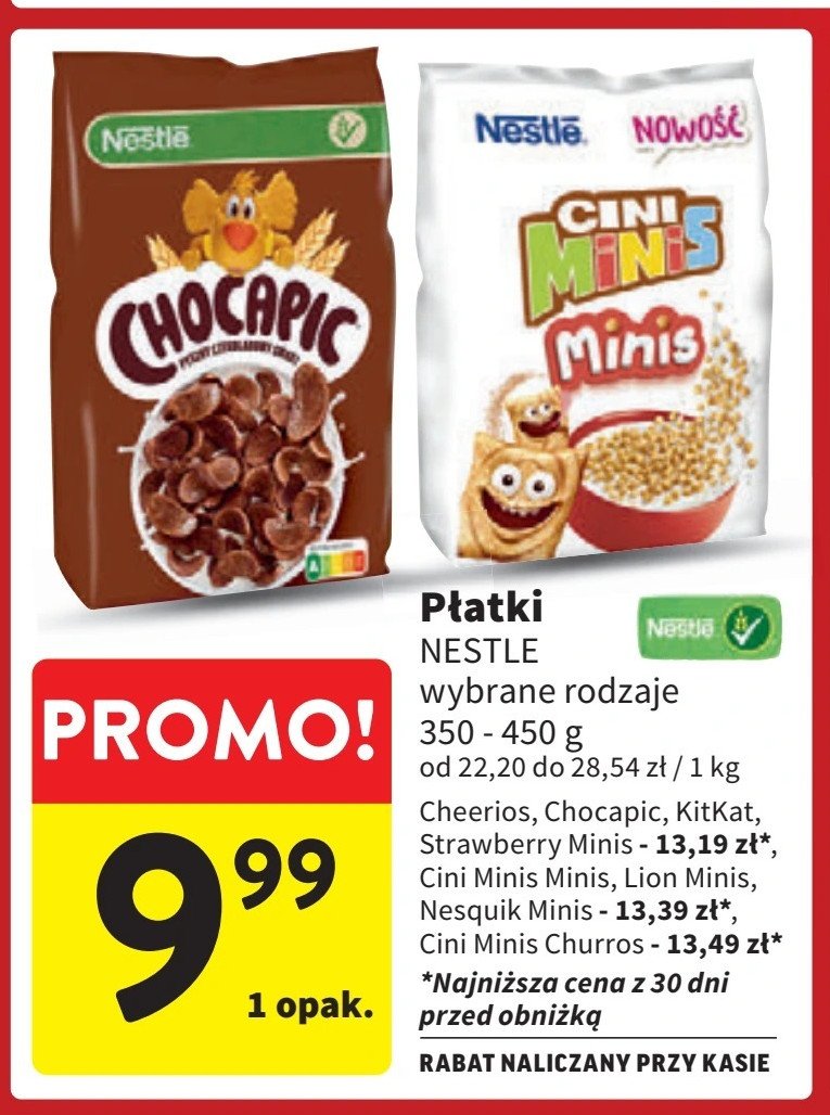 Płatki śniadaniowe Nesquik promocja w Intermarche