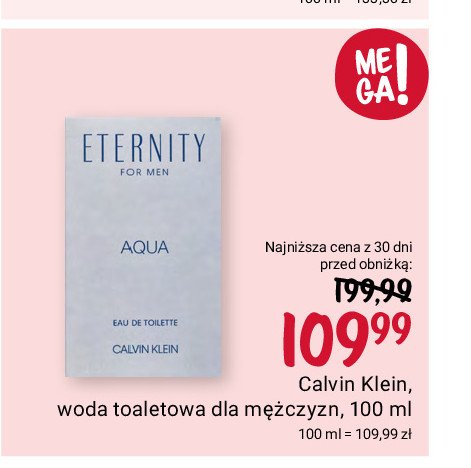 Woda toaletowa CALVIN KLEIN ETERNITY MEN AQUA promocja