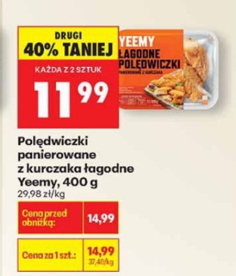 Polędwiczki panierowane z kurczaka łagodne Yeemy, 400 g promocja w Biedronka