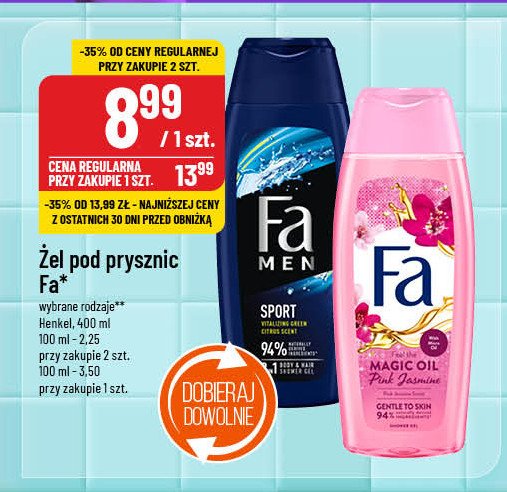 Żel pod prysznic pink jasmine Fa magic oil promocja w POLOmarket