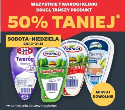 Wszystkie twarogi klinki DRUGI -50% promocja w Netto