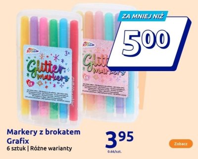 Markery z brokatem Grafix promocja w Action
