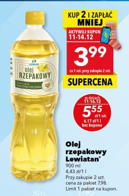 Olej rzepakowy Lewiatan 900ml promocja w LEWIATAN
