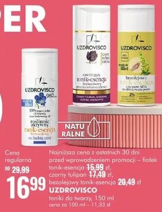 Tonik-esencja bezolejowy z kwasami aha Uzdrovisco promocja
