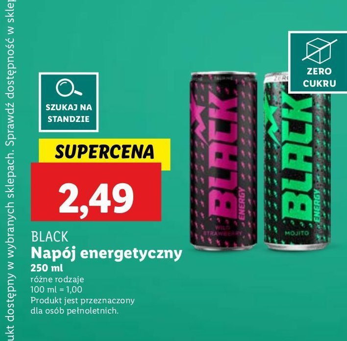 Nap贸j energetyczny wild strawberry zero sugar Black energy promocja