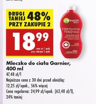 Mleczko do ciała intensywna pielęgnacja Garnier promocja