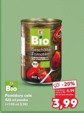 Pomidory całe K-classic bio promocja w Kaufland