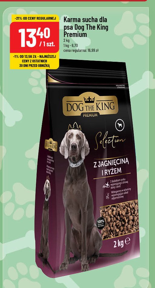 Karma dla psa z jagnięciną i ryżem Dog the king premium promocja