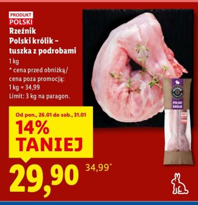Mięso Rzeźnik Polski królik - tuszka z podrobami promocja w Lidl