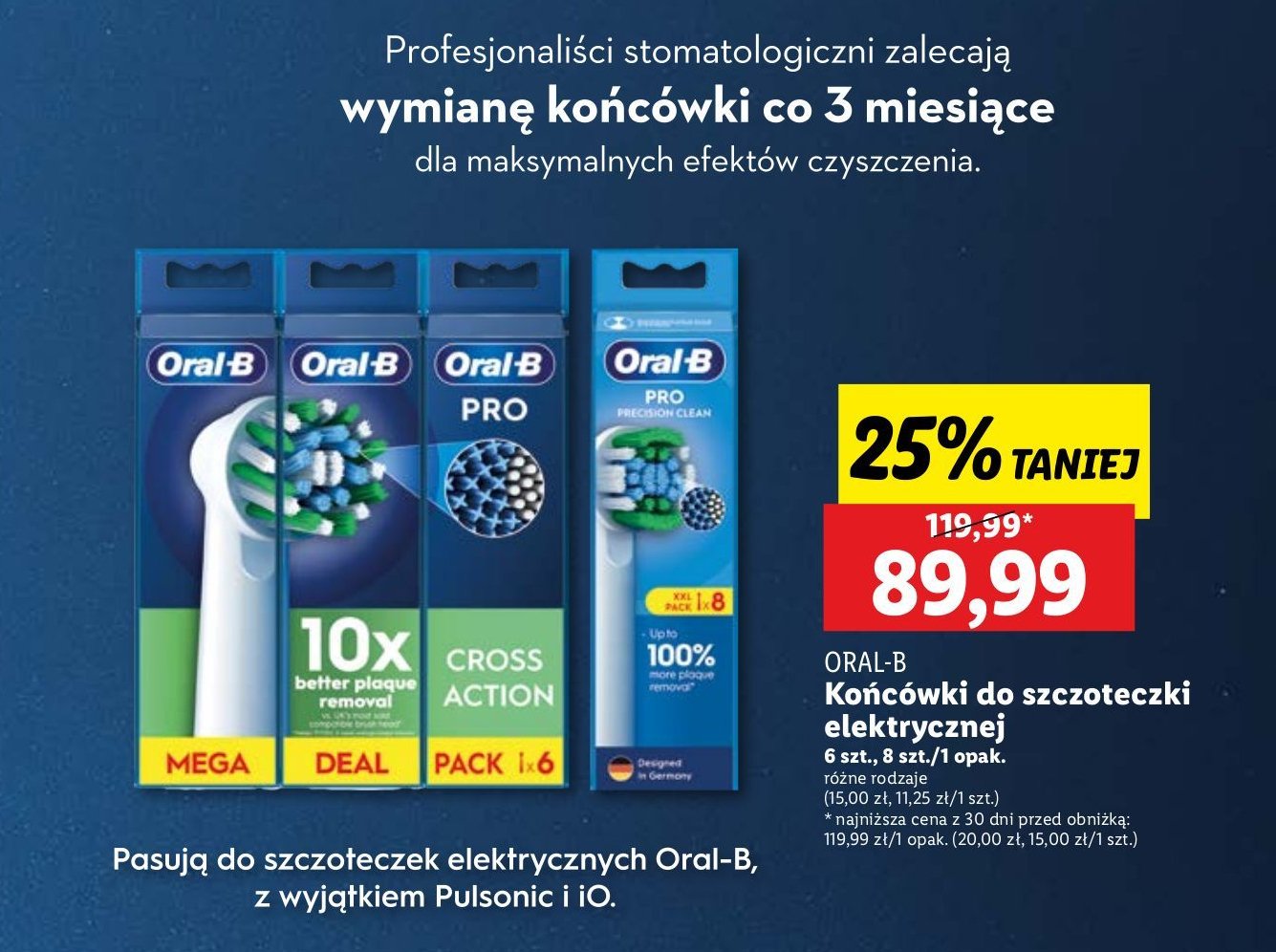 Końcówki do szczoteczek eb20-8 Oral-b vitality precision clean promocja w Lidl