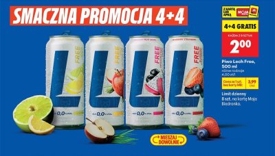 Piwo bezalkoholowe Lech Free 500 ml, różne rodzaje 4+4 GRATIS promocja w Biedronka
