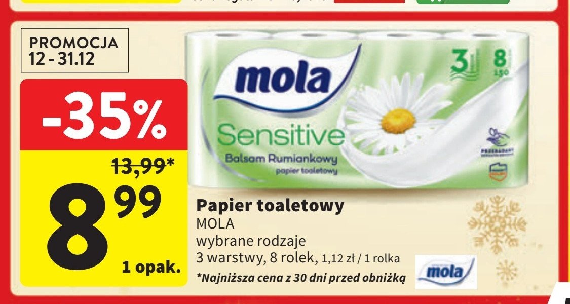 Papier toaletowy balsam rumiankowy Mola sensitive promocja w Intermarche