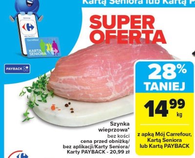 Szynka wieprzowa bez ko艣ci w siatce promocja w Carrefour Market
