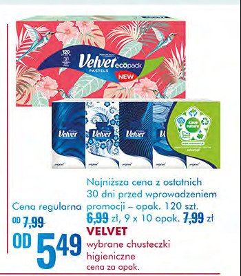 Chusteczki higieniczne pastels Velvet promocja