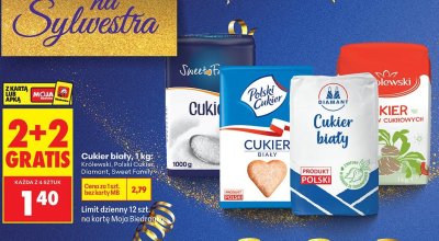 Cukier biały 1 kg 2+2 GRATIS promocja w Biedronka